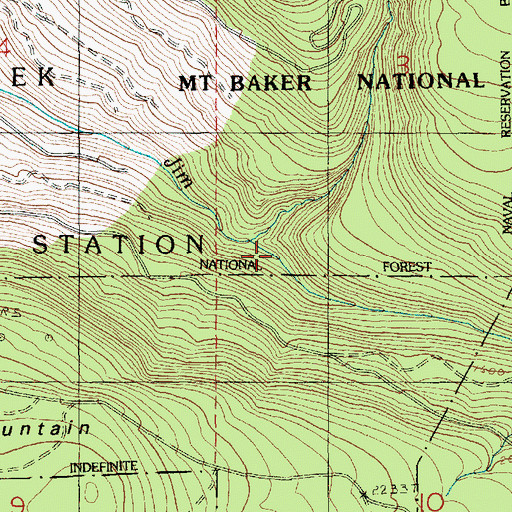 Topographic Map of Big Jim Creek, WA