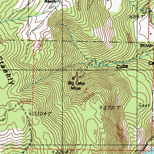 Topographic Map of Big Lake Mine, WA