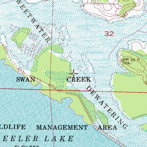 Topographic Map of Harris-Sweetwater Dewatering Area, AL