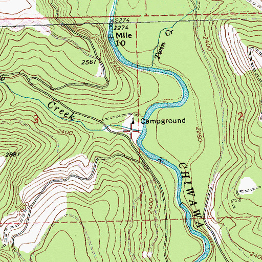 Topographic Map of Big Meadow Creek, WA