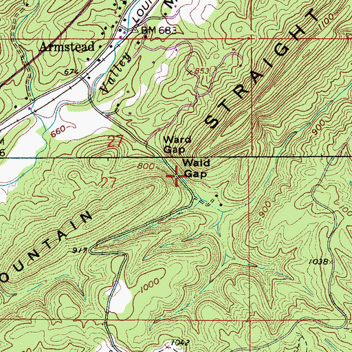 Topographic Map of Waid Gap, AL