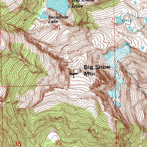 Topographic Map of Big Snow Mountain, WA