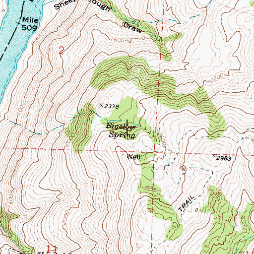 Topographic Map of Bigelow Spring, WA