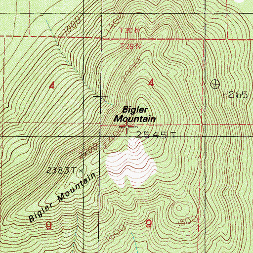 Topographic Map of Bigler Mountain, WA