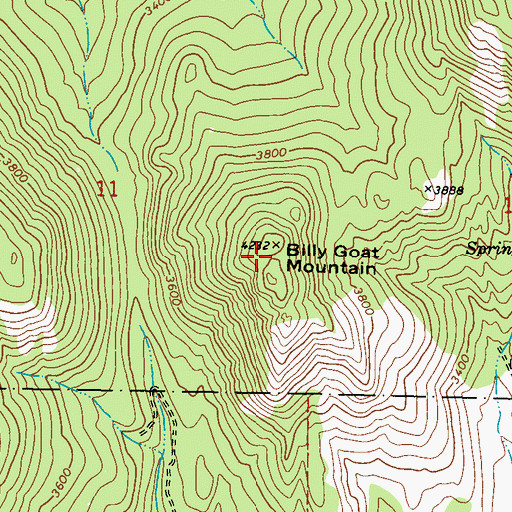 Topographic Map of Billy Goat Mountain, WA