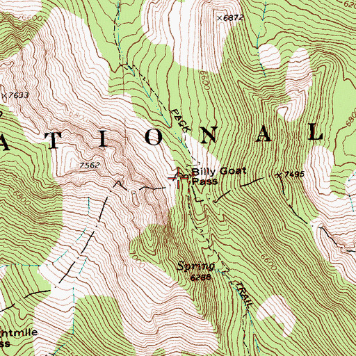 Topographic Map of Billy Goat Pass, WA