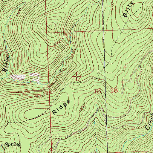 Topographic Map of Billy Ridge, WA