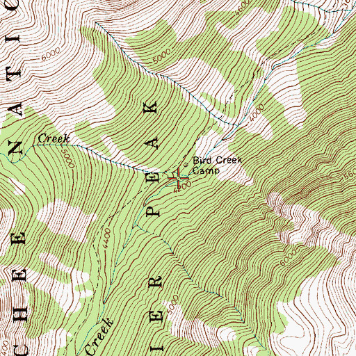 Topographic Map of Bird Creek, WA