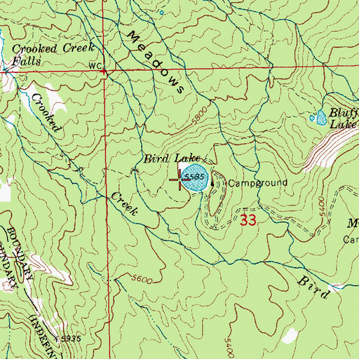 Topographic Map of Bird Lake, WA