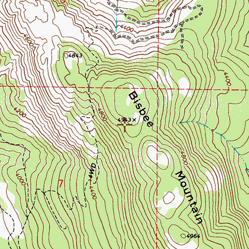 Topographic Map of Bisbee Mountain, WA