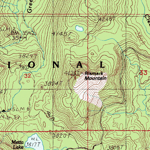 Topographic Map of Bismark Mountain, WA