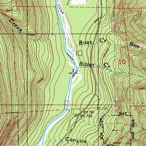 Topographic Map of Bitter Creek, WA