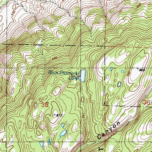 Topographic Map of Blue Diamond Lake, WA
