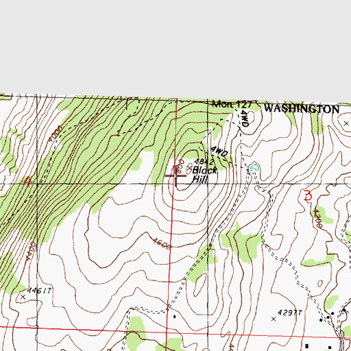Topographic Map of Block Hill, WA