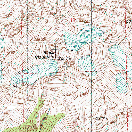 Topographic Map of Black Mountain, WA