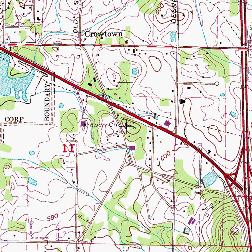 Topographic Map of Antioch Baptist Church, AL