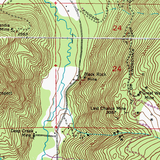 Topographic Map of Black Rock Mine, WA