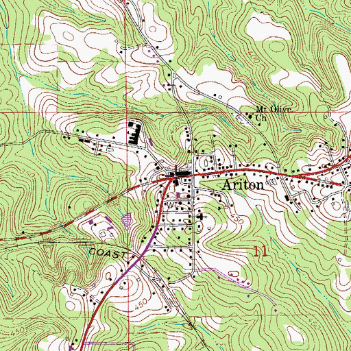 Topographic Map of Ariton, AL
