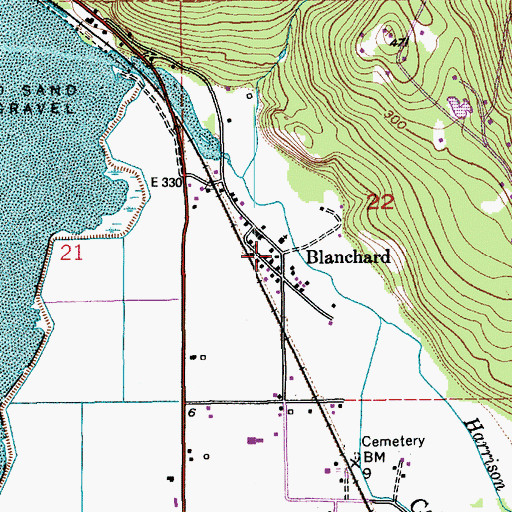 Topographic Map of Blanchard, WA