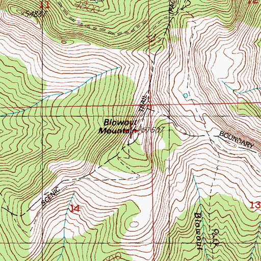 Topographic Map of Blowout Mountain, WA