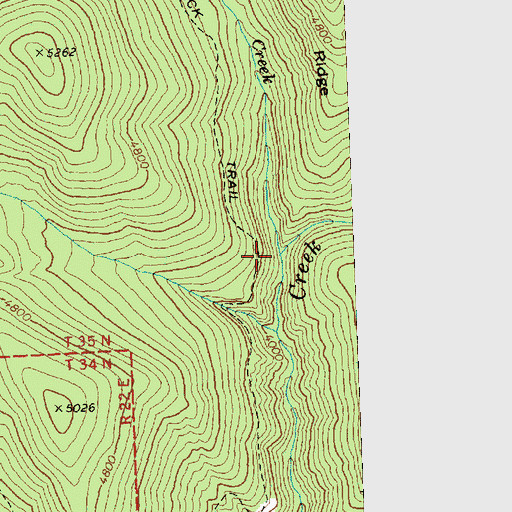 Topographic Map of Blue Buck Creek, WA