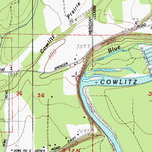 Topographic Map of Blue Creek, WA