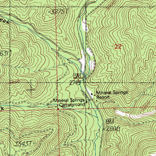 Topographic Map of Blue Creek, WA