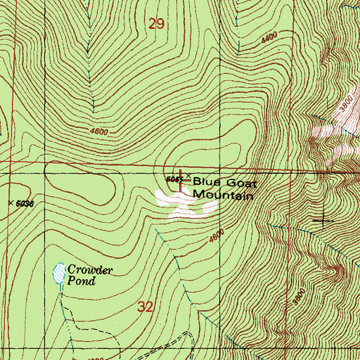 Topographic Map of Blue Goat Mountain, WA