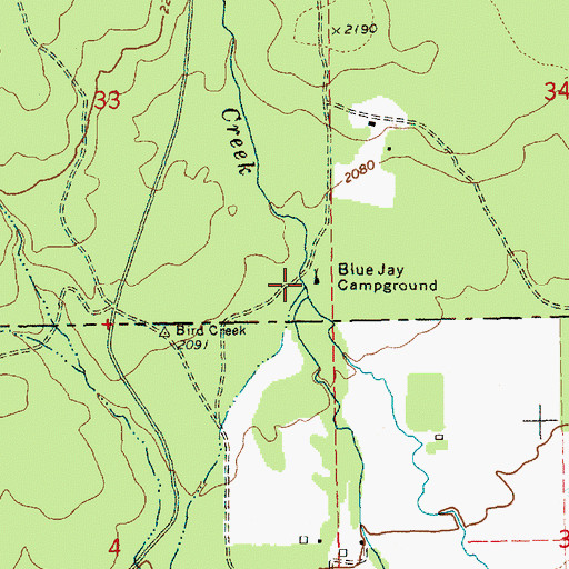 Topographic Map of Blue Jay Campground, WA
