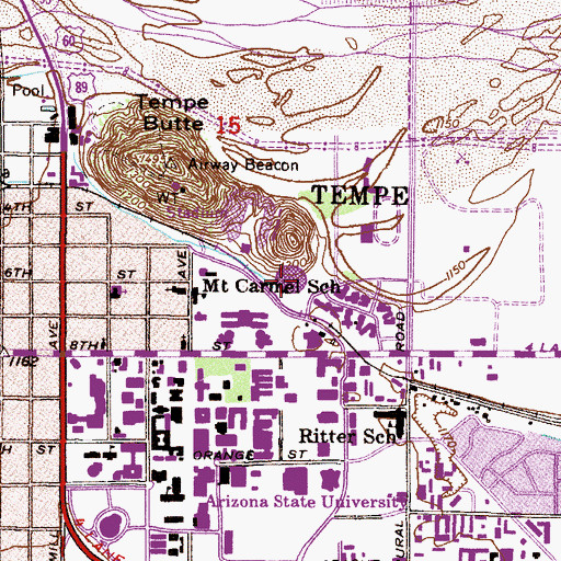 Topographic Map of University Activity Center, AZ