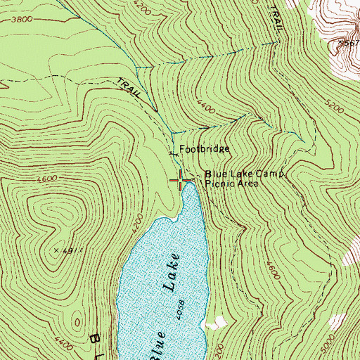 Topographic Map of Blue Lake Camp Picnic Area, WA