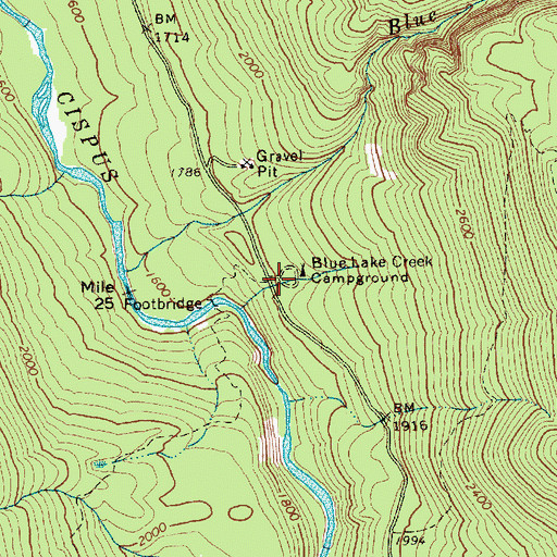 Topographic Map of Blue Lake Creek Campground, WA