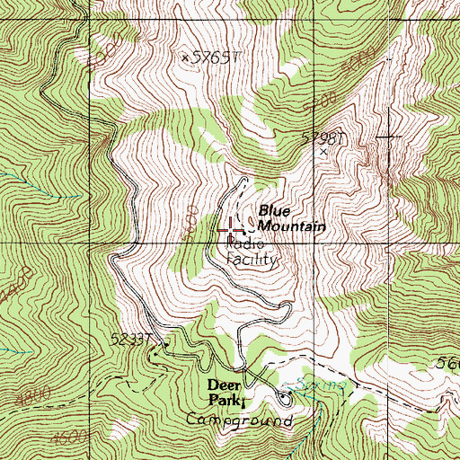 Topographic Map of Blue Mountain, WA