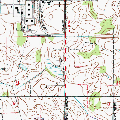 Topographic Map of Bell Church, AL