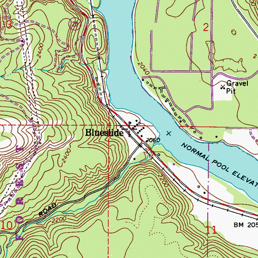 Topographic Map of Blueslide, WA