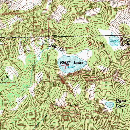 Topographic Map of Bluff Lake, WA