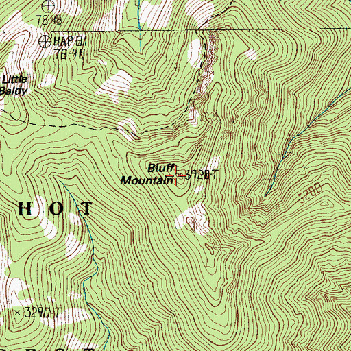 Topographic Map of Bluff Mountain, WA