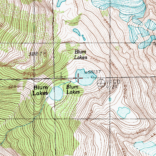 Topographic Map of Blum Lakes, WA