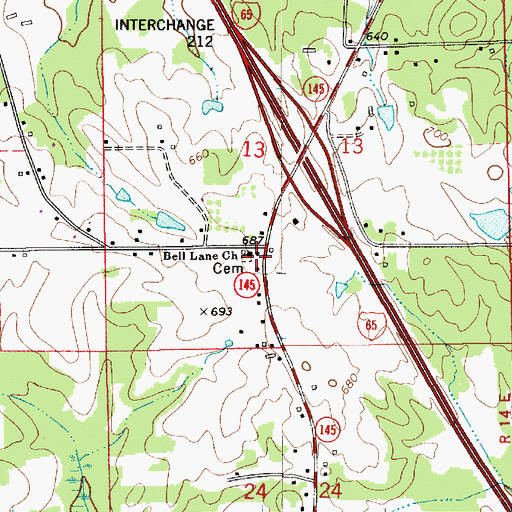 Topographic Map of Bell Lane Baptist Church, AL