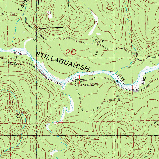 Topographic Map of Boardman Creek Camp, WA
