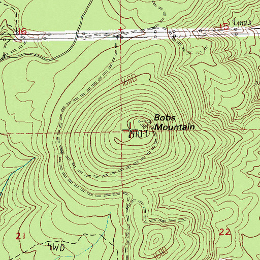 Topographic Map of Bobs Mountain, WA