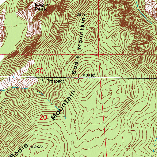 Topographic Map of Bodie Mountain, WA