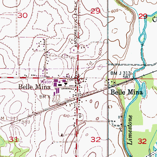 Topographic Map of Belle Mina, AL