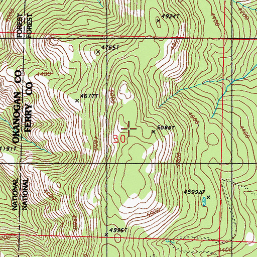 Topographic Map of Bodie Tonata Creek Trail, WA