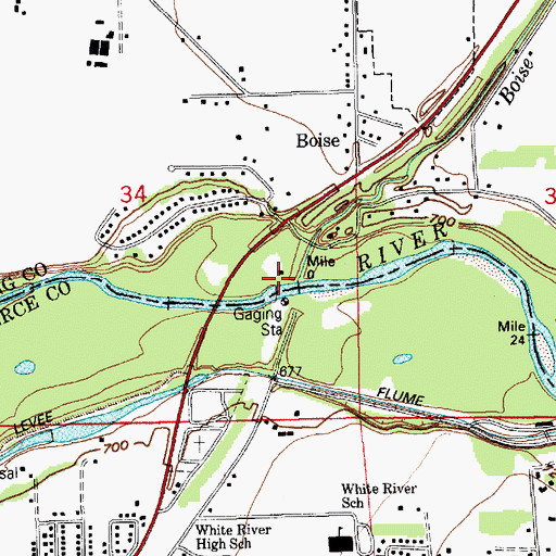 Topographic Map of Boise Creek, WA