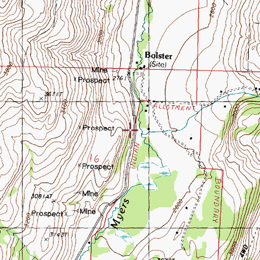 Topographic Map of Bolster Creek, WA