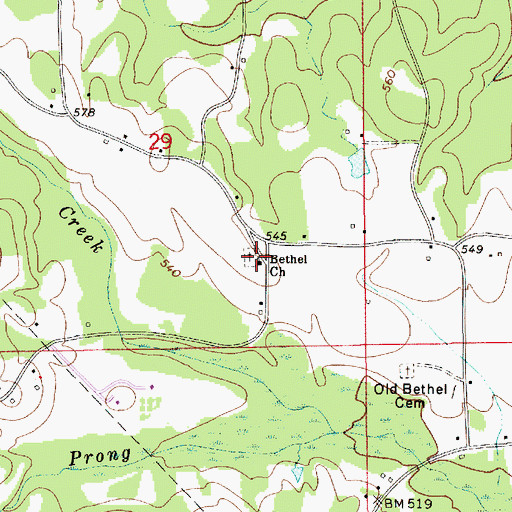 Topographic Map of Bethel Primitive Baptist Church, AL