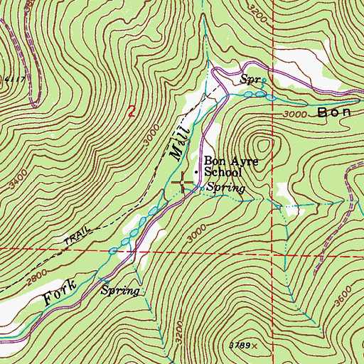 Topographic Map of Bon Ayre School, WA
