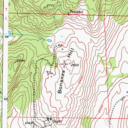 Topographic Map of Bonanza Hill, WA