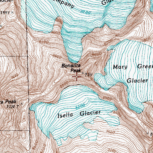 Topographic Map of Bonanza Peak, WA